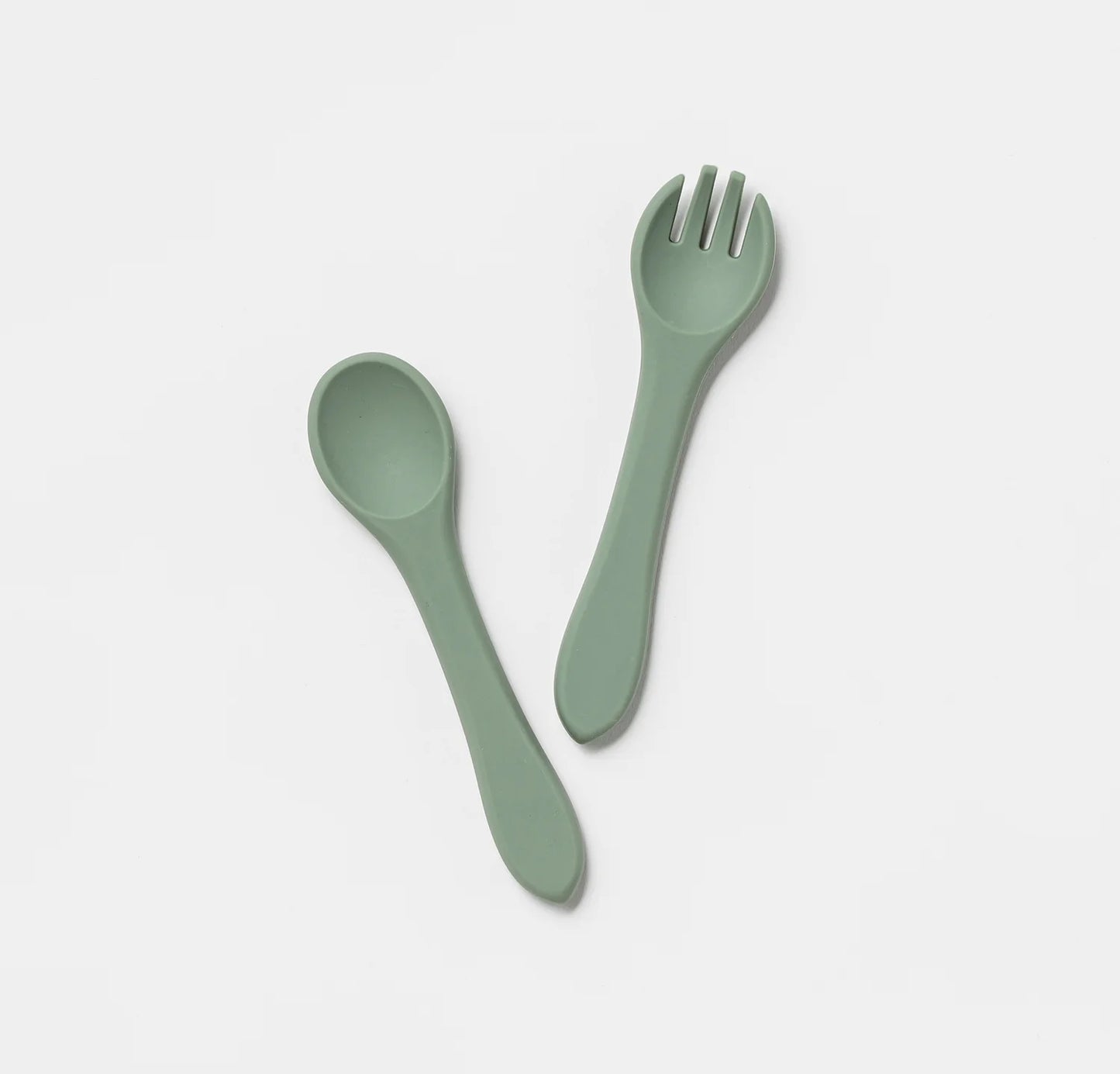 Silicone Fork and Spoon | Soft Moss