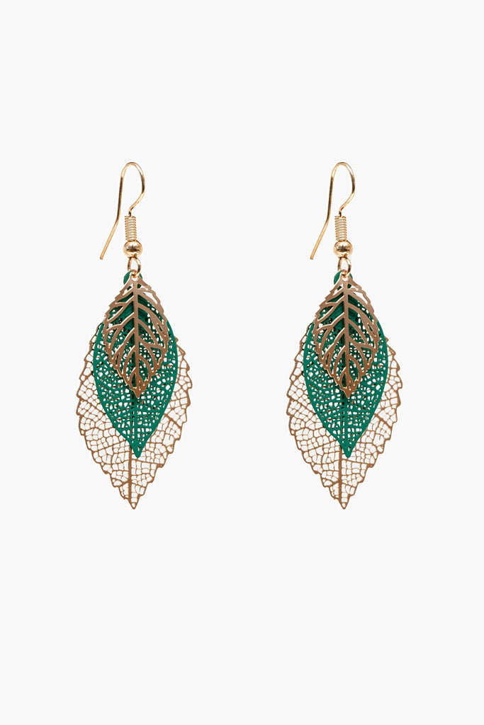 Leaves Earrings | Gold & Green
