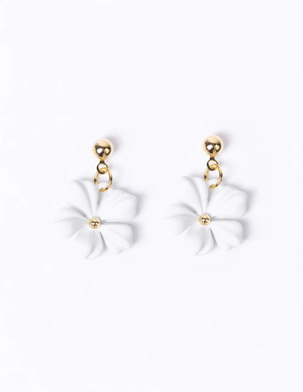 Dangly Flower Earrings | White