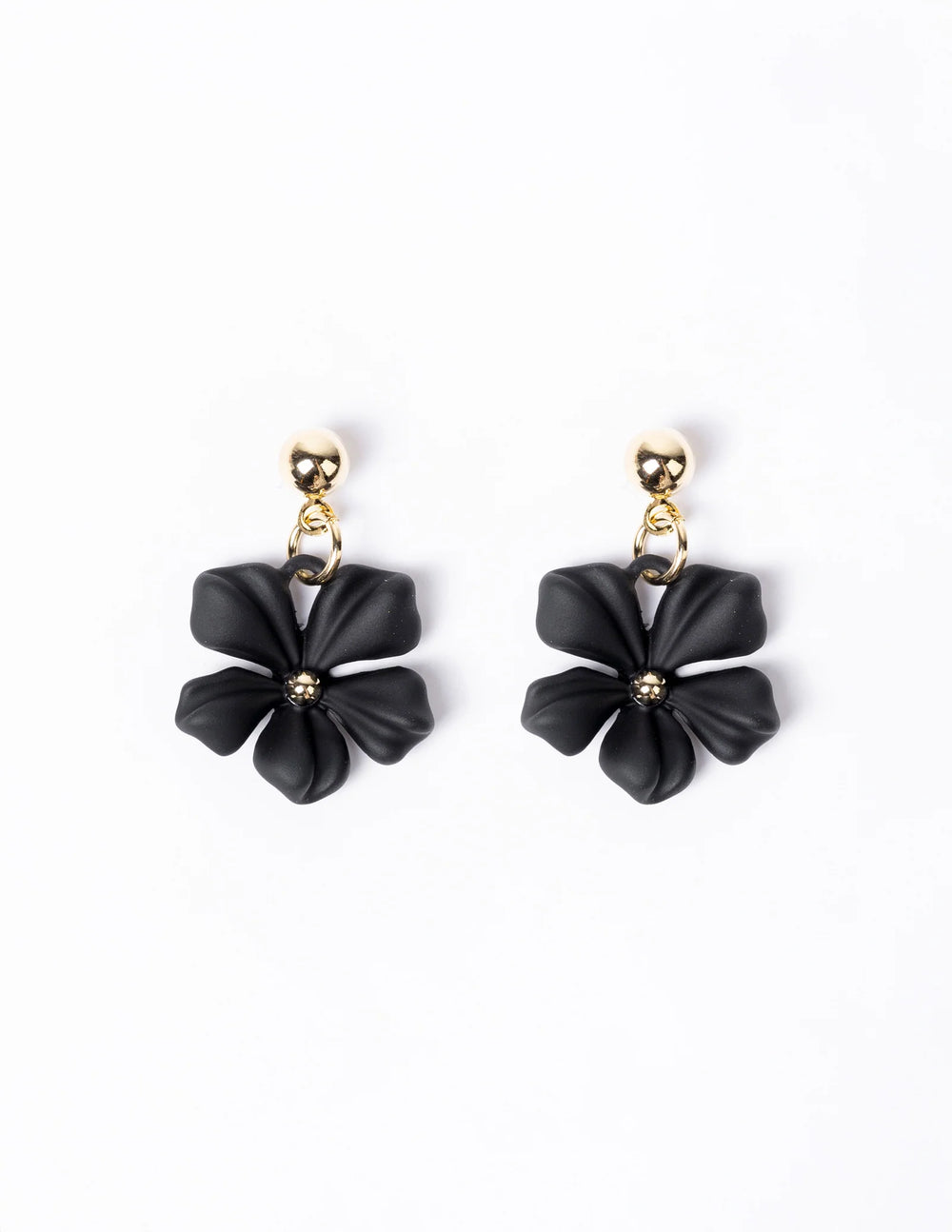 Dangly Flower Earrings | Black