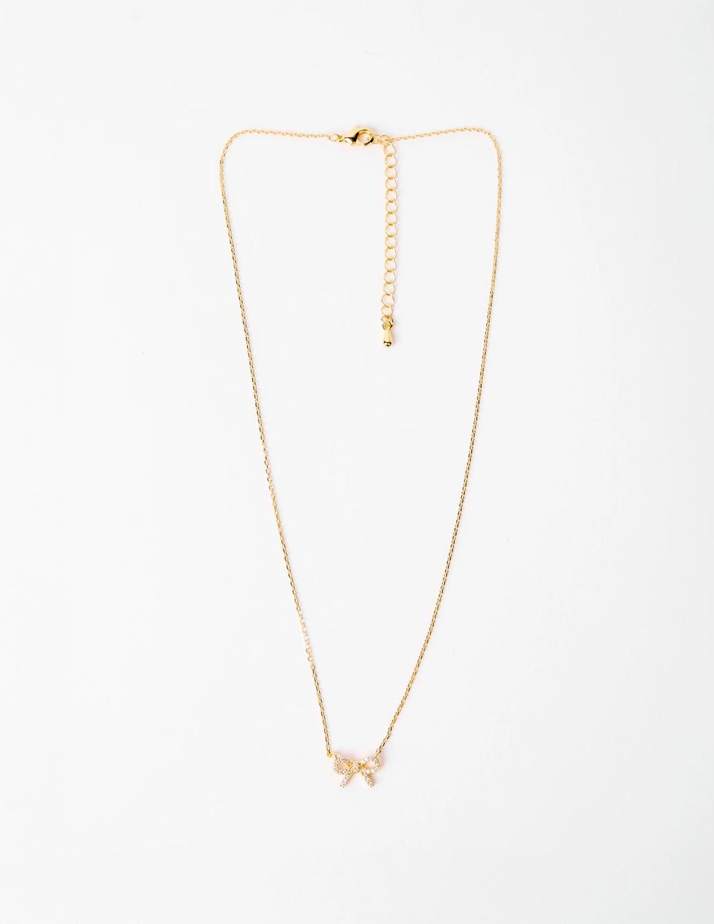 Crystal Bow Necklace | Gold